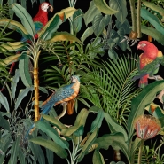 Papier peint de luxe Pérroquets Brésiliens Anthracite