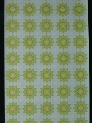 Vintage geometrisch behang groene en gele zonnen