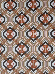 Bruin en rood vintage geometrisch behang