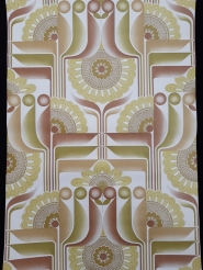 Bruin, groen en geel vintage geometrisch behang