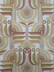 Bruin, groen en geel vintage geometrisch behang