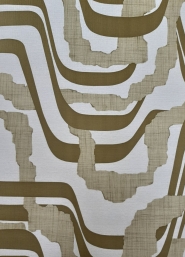 Papier peint vintage geometrique brun, vert et jaune