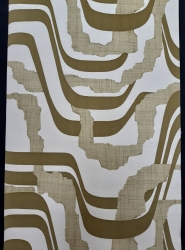 Papier peint vintage geometrique brun, vert et jaune