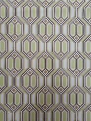 Papier peint vintage geometrique vert et marron