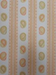 Papier peint vintage geometrique vert, orange et jaune