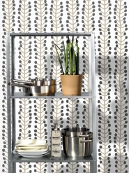 LAVMI behang Herbs grijs en beige geometrische figuur op eenwitte achtergrond