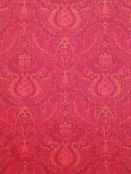 Rood medaillon met bloem vintage behang