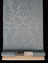 Blue-grey damask vintage castle wallpaper