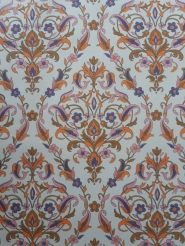 Pink, orange, purple and brown damask vintage wallpaper