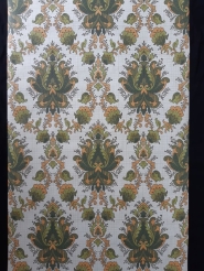 Papier peint vintage damassé vert, orange