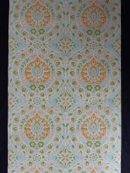 Green, light blue and brown damask vintage wallpaper