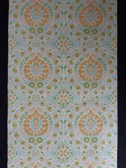 Green, light blue and brown damask vintage wallpaper