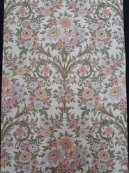 Pink, green damask vintage wallpaper with flowers