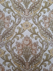 Papier peint vintage damassé avec fleurs jaune et marron