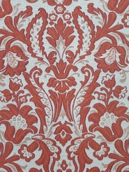 Papier peint vintage damassé rouge blanc