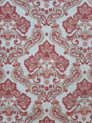 Papier peint vintage damassé rouge beige