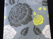 papier peint intisse fleurs rose, jaune et noir