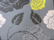 pink yellow and black flowers non woven wallpaper