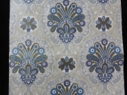 blue grey gold medallion wallpaper