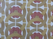 papier peint geometrique cercles brun avec fleur rouge