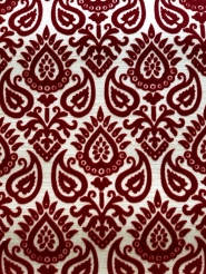 Bordeaux beige fluweel behang fijn medaillon