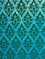 Blauw en groen fluweel behang