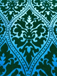 Green and blue vintage flock wallpaper