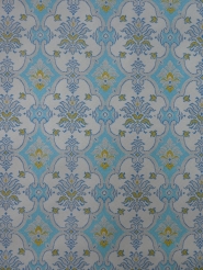 papier peint vintage damassé bleu jaune