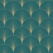 ESTA art deco wallpaper petrol blue and gold