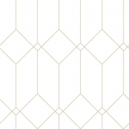 Papier peint art deco blanc avec lignes d'or