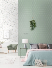 Green - white hexagon wallpaper