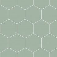 Papier peint hexagone vert - blanc