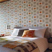 Papier peint Orla Kiely Petal gris orange