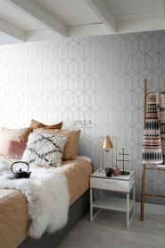 ESTA art deco wallpaper white with golden lines
