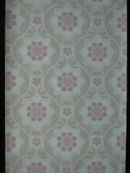 Papier peint vintage damassé gris rose avec fleurs