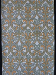 Grey orange floral damask vintage wallpaper