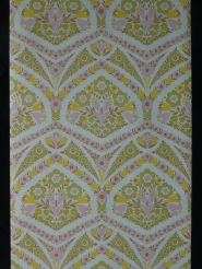 Pink, yellow and green floral damask vintage wallpaper