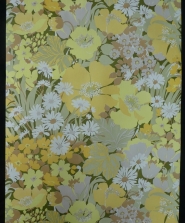 vintage bloemenbehang geel groen