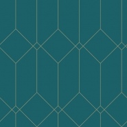 ESTA art deco wallpaper petrol blue with golden lines