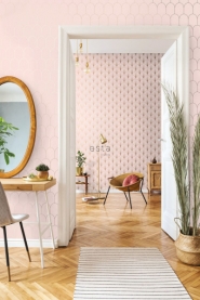 ESTA art deco behang roze en gouden waaier