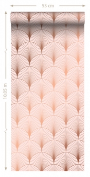 ESTA art deco behang roze en gouden waaier