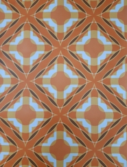 Papier peint vintage geometrique orange, brun et jaune foncé