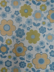 papier peint vintage fleurs bleu et jaune