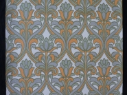 Grey orange floral damask vintage wallpaper