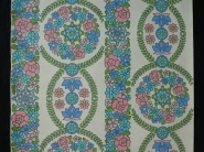 papier peint vintage fleurs bleu, rose et vert