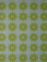 Vintage geometrisch behang groene en gele zonnen