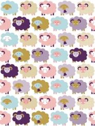 papier peint pour enfants LAVMI moutons purpre et rose