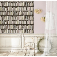 vintage bookshelve wallpaper