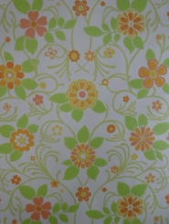 vintage floral wallpaper green orange