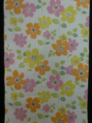 papier peint vintage fleurs rose jaune orange